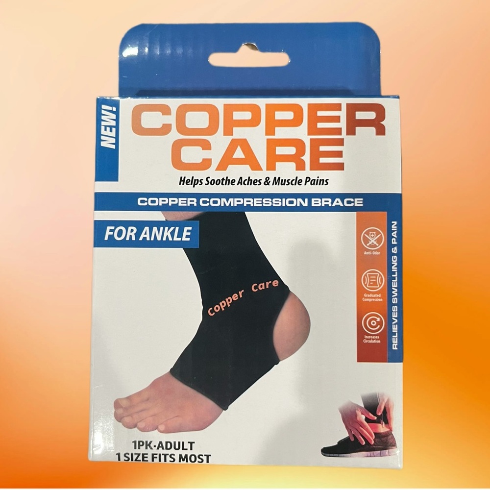 NIP Copper Care - Copper Compression Brace For Ankle 1Pk-Adult 1 Size Fits Most